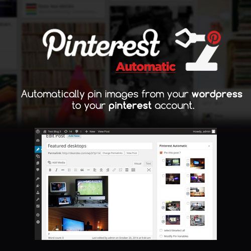 Pinterest Automatic Pin WordPress Plugin at $3.49 only - WPSHOP