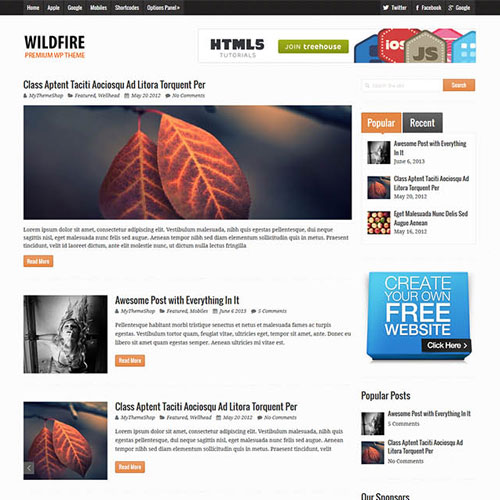 MyThemeShop Wildfire WordPress Theme at $3.49 only - WPSHOP