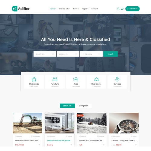 Adifier - Classified Ads WordPress Theme at $3.49 only - WPSHOP
