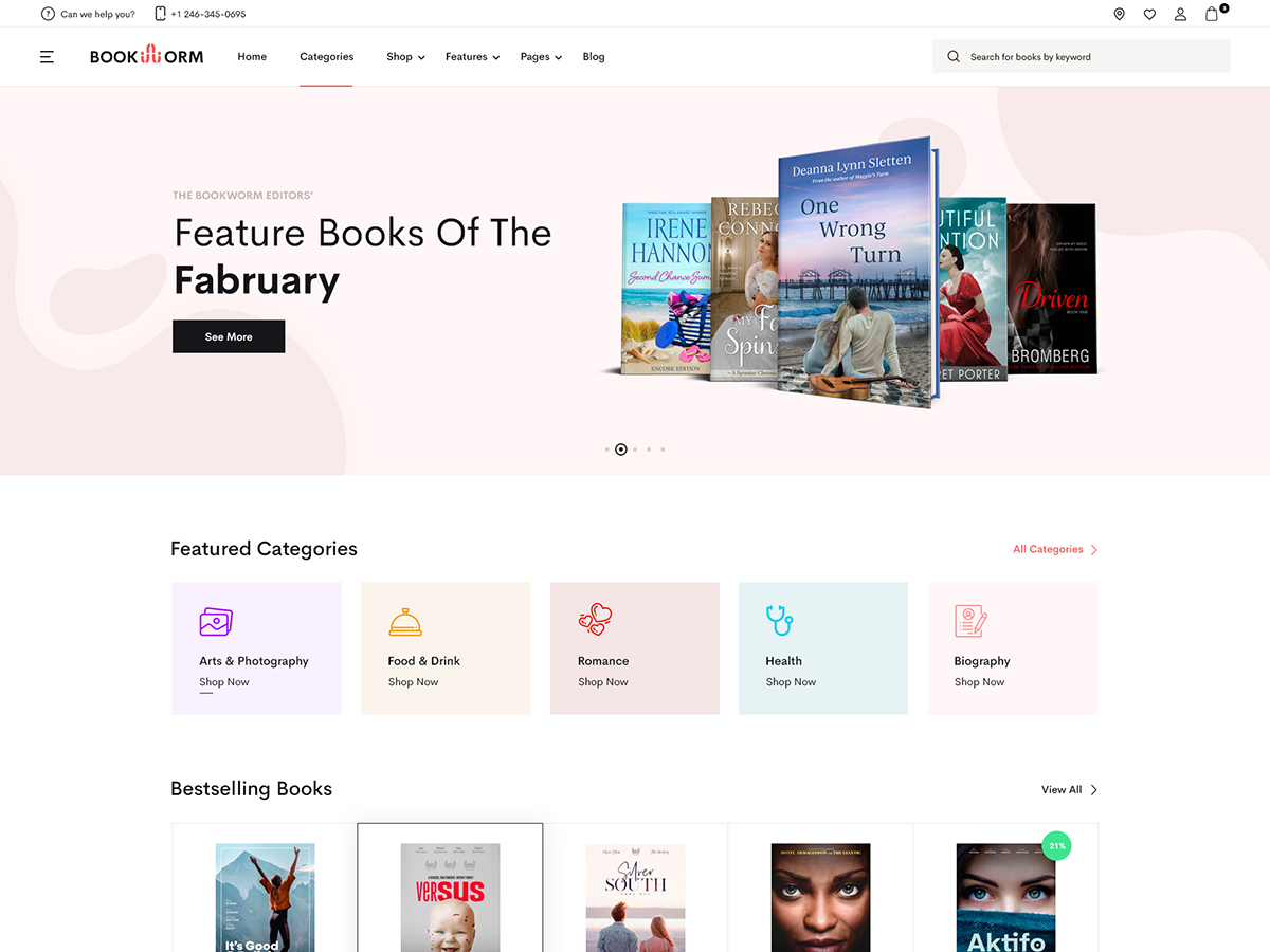 Bookworm - Bookstore & Bookshop WooCommerce Theme at $3.49 only - WPSHOP