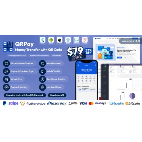 QRPay - Money Transfer with QR Code Full Solution at $3.49 only - WPSHOP