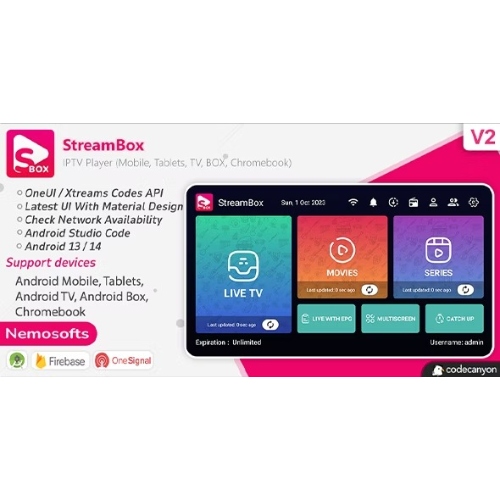 StreamBox IPTV Player (Android Mobile, Tablets, TV, BOX, Chromebook) at 3.49 only