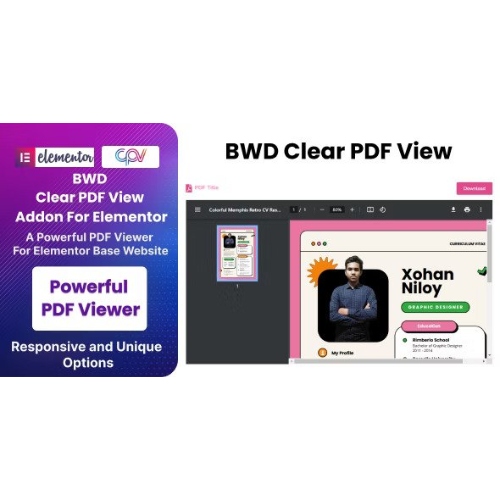 BWD Clear PDF View Addon For Elementor at $3.49 only - WPSHOP