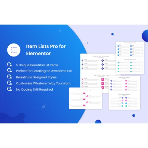 Item Lists Pro for Elementor at $3.49 only - WPSHOP