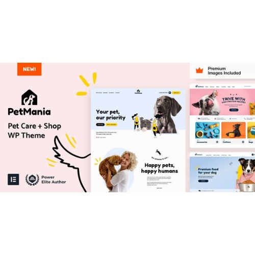 PetMania Pet Shop Care Elementor Pro WordPress Theme at 3.49