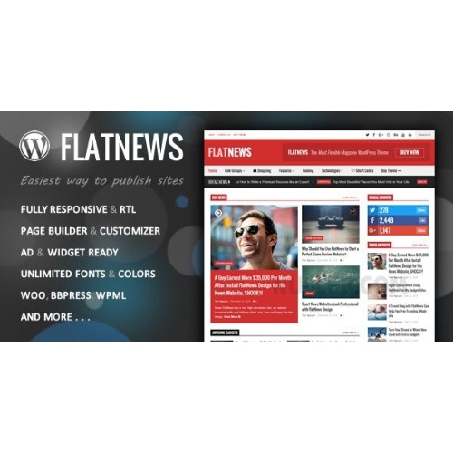 FlatNews – Responsive Magazine WordPress Theme at $3.49 only - WPSHOP