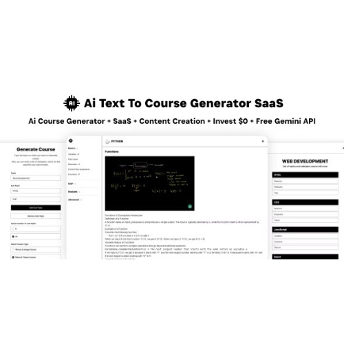 Ai Course Generator - Text To Course SaaS Ai Video & Image Content ...