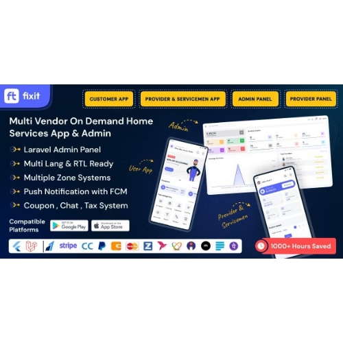 Fixit|MultiVendorOnDemand,Handyman,HomeserviceFlutterAppwithAdminCompleteSolution