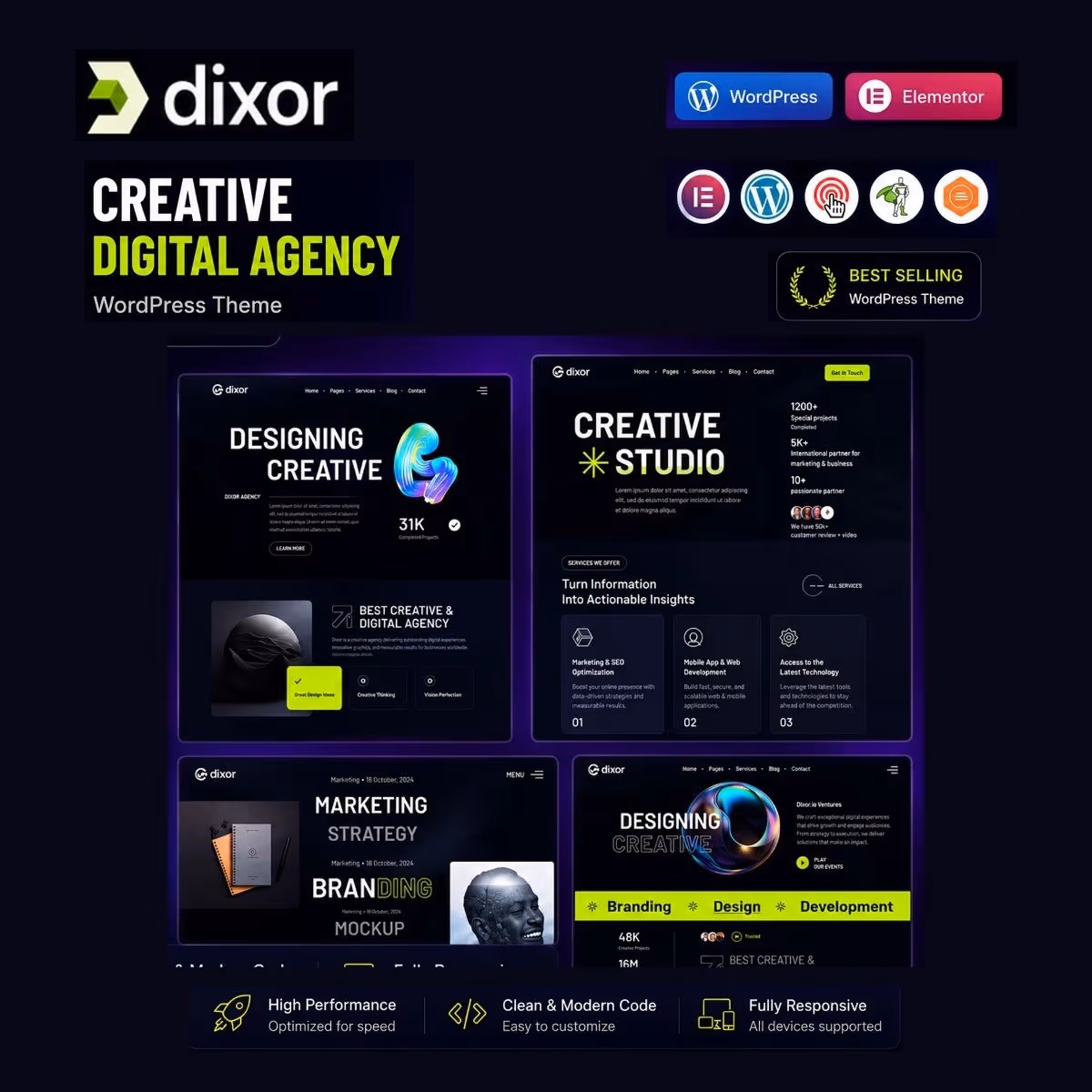 Dixor - Creative Digital Agency WordPress Theme