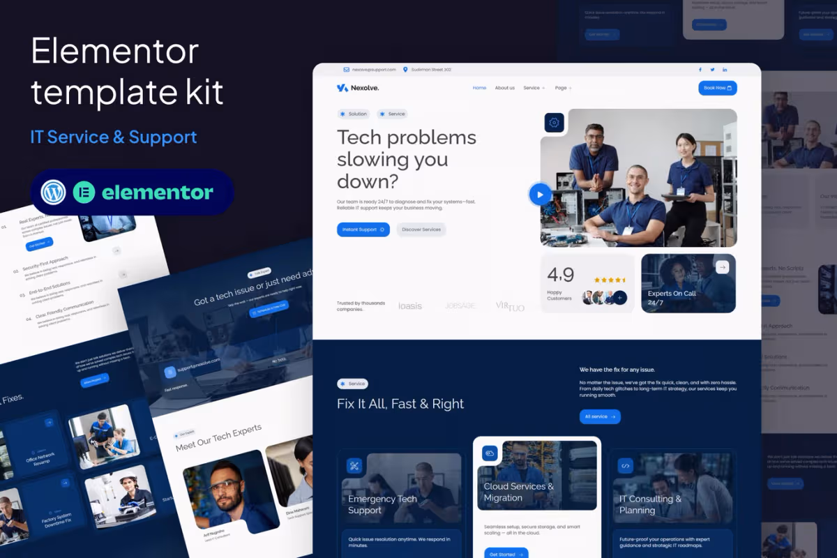 Nexolve - IT Service & Support Elementor Template Kit