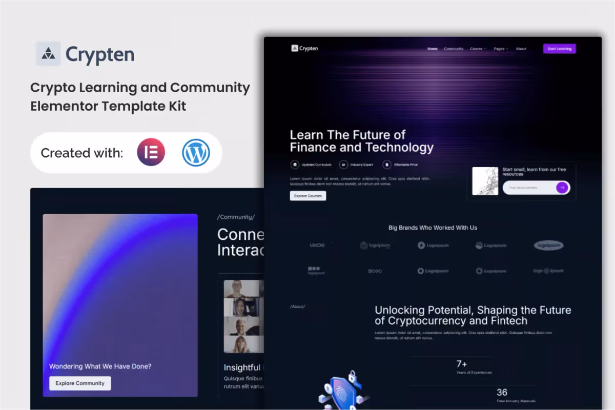 Crypten - Crypto Learning and Community Elementor Template Kit