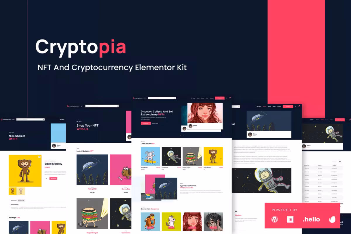 Cryptopia - NFT Crypto Sales Elementor Template Kit
