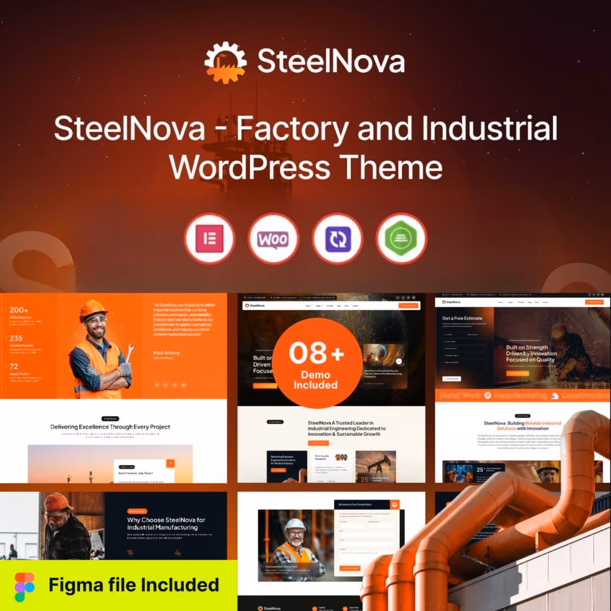 SteelNova – Modern Factory & Industrial WordPress Theme